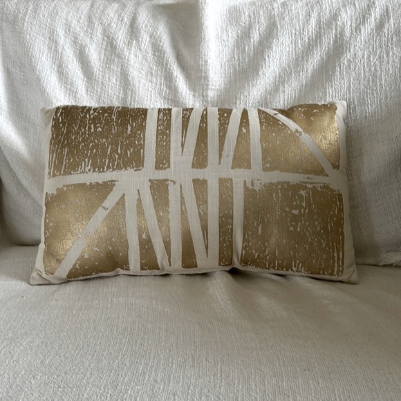Other - Rectangular geometric gold and beige throw pillow
